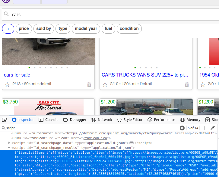 Inspect and Find the JSON