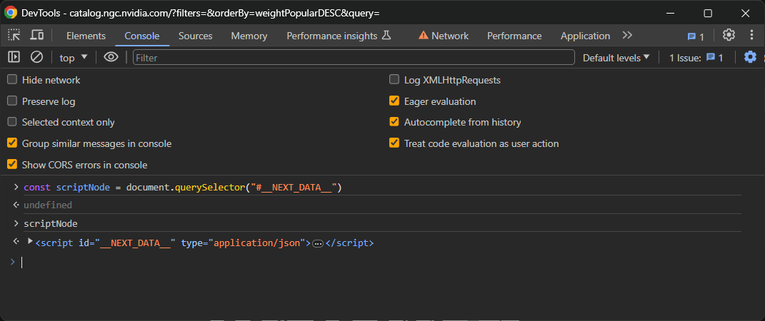 Typing scriptnode in console