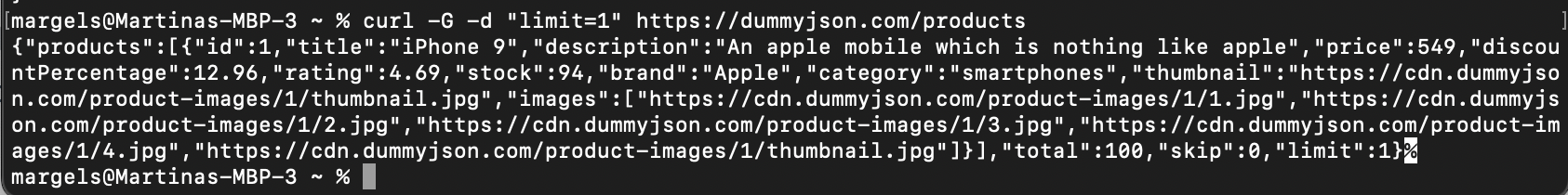 curl GET request output with parameter