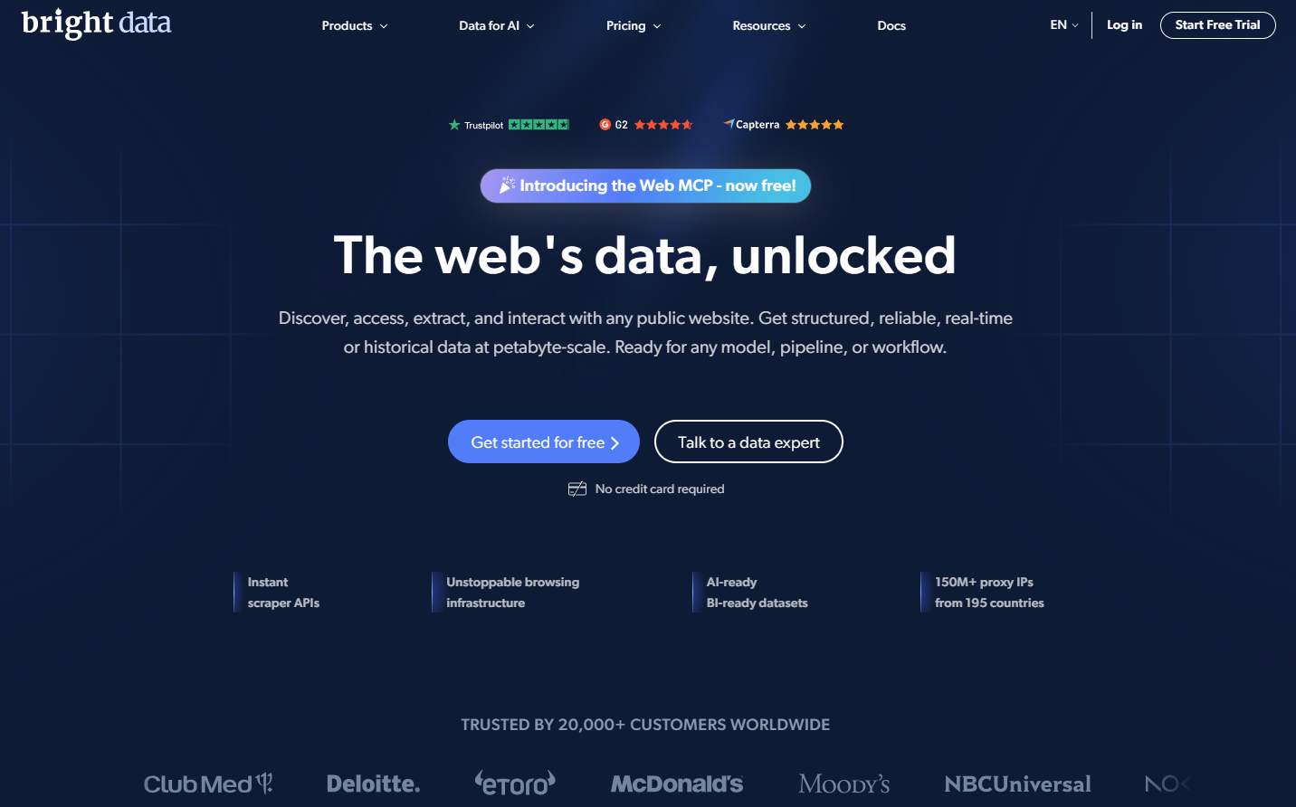 Page d'accueil de Bright Data