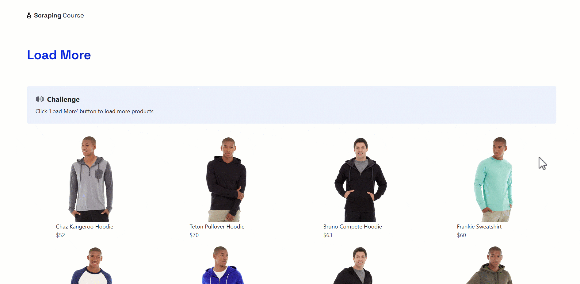 The ‘Load More’ target page in action