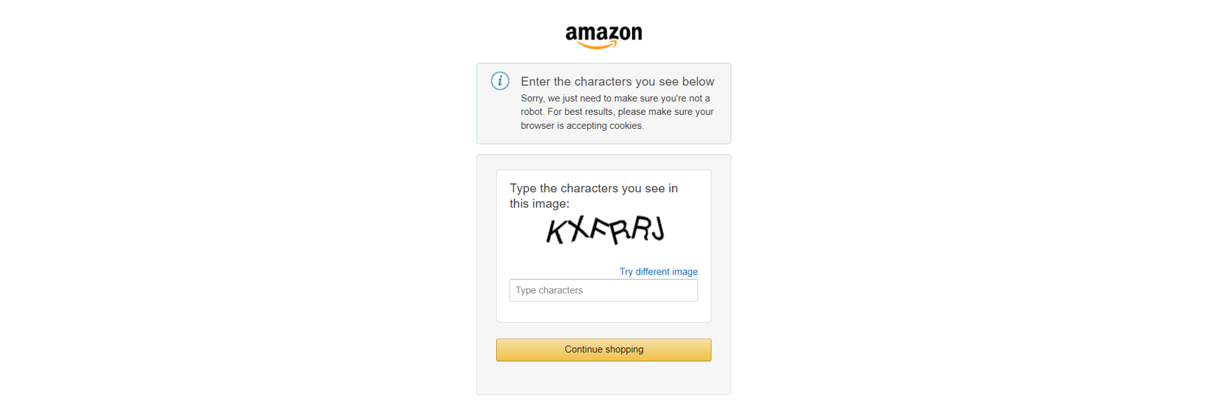 A CAPTCHA on Amazon