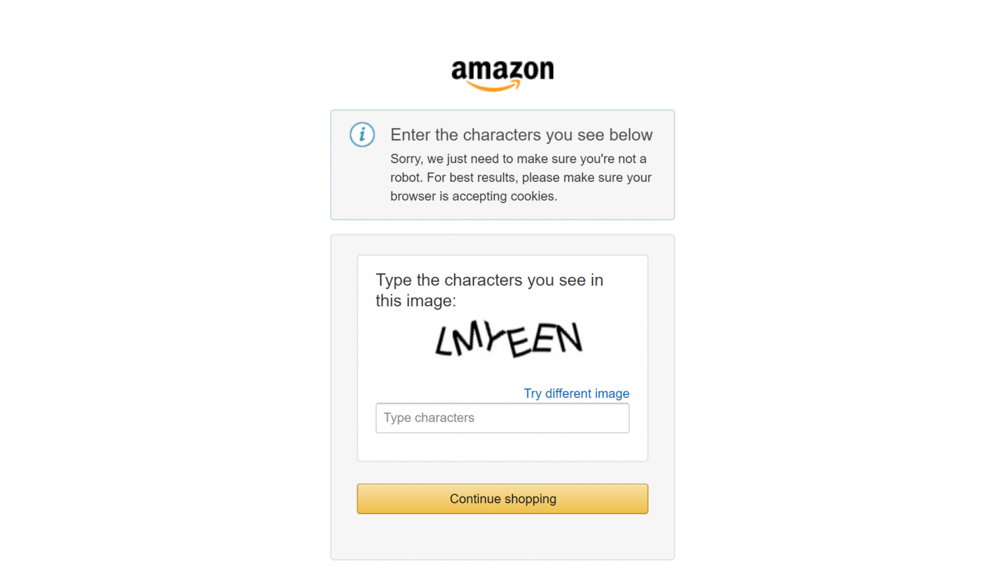 Le CAPTCHA d'Amazon qui peut arrêter vos scripts de scraping simples