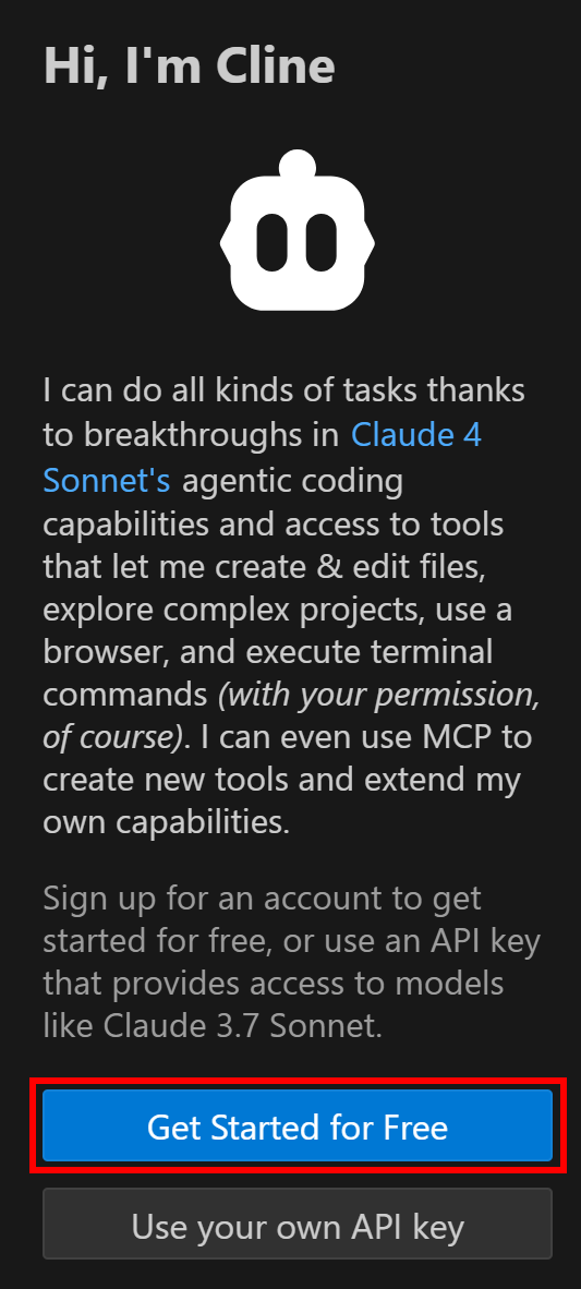 Cliquer sur le bouton "Get Started for Free" (Commencer gratuitement)