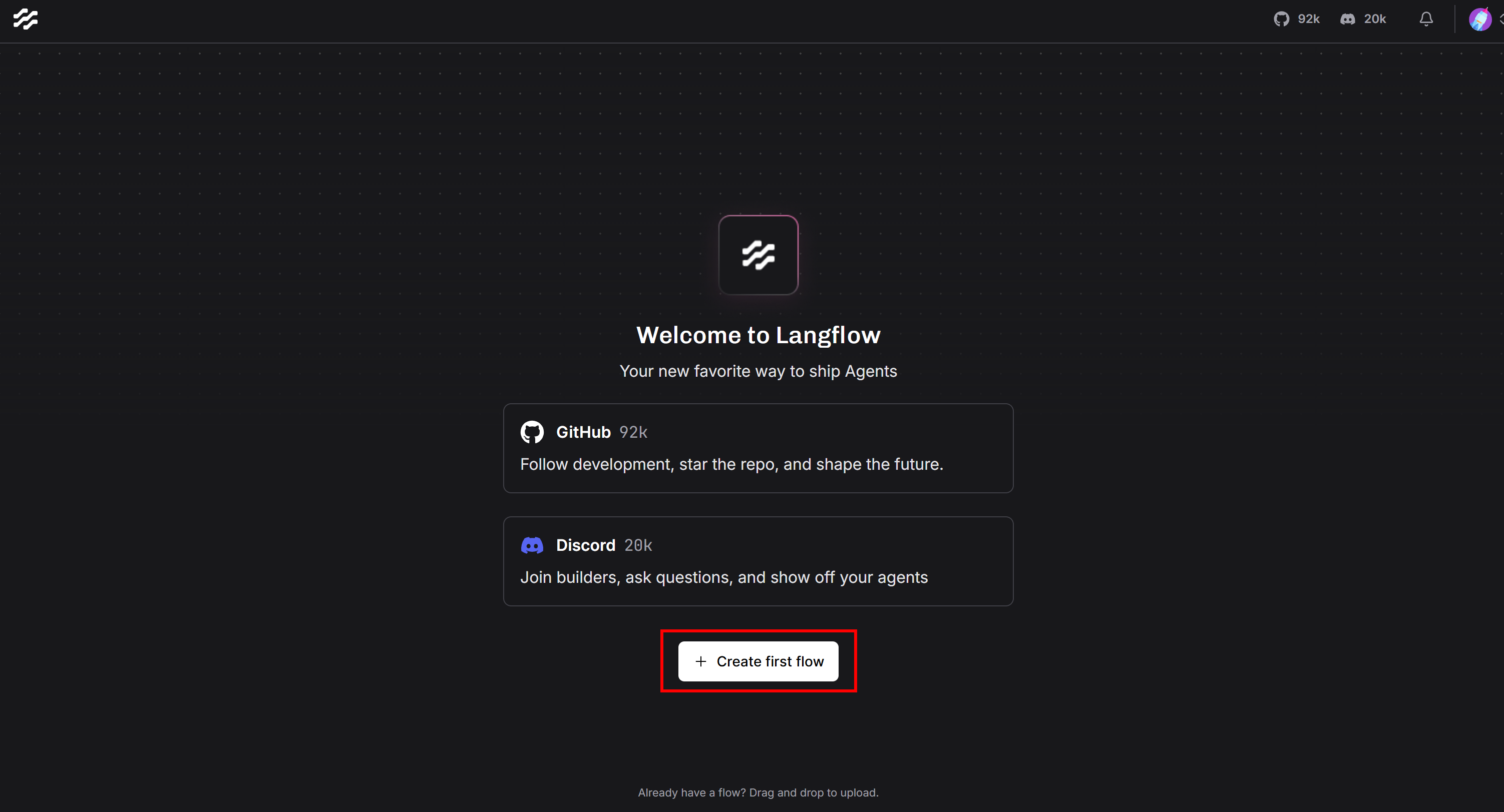 Cliquer sur le bouton "Créer le premier flux".