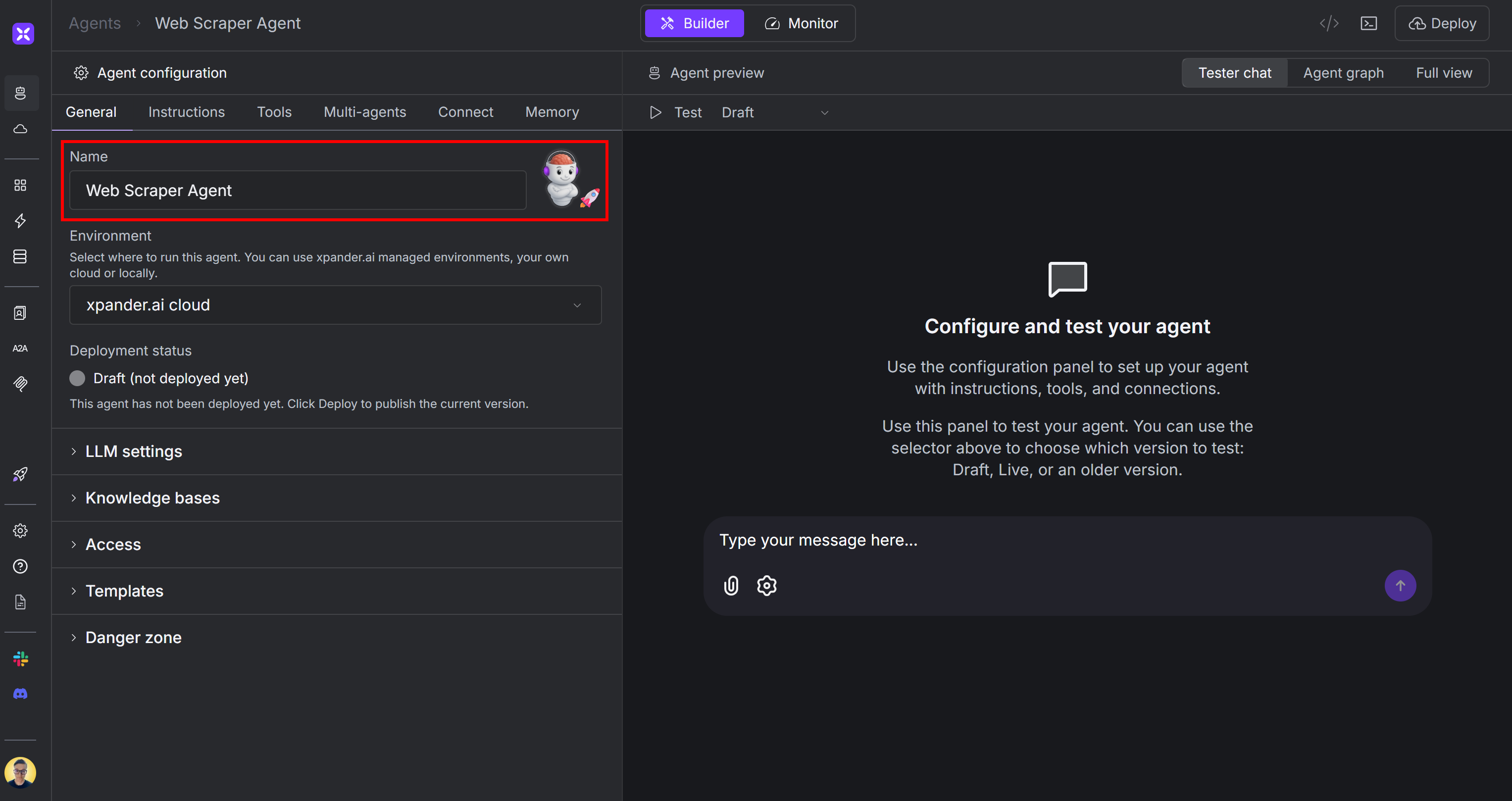 Appeler le nouvel agent "Web Scraper Agent".