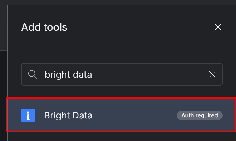 Sélection du connecteur Bright Data