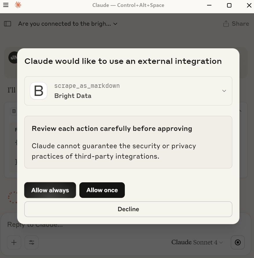 Permettre à Claude d'utiliser scrape_as_markdown