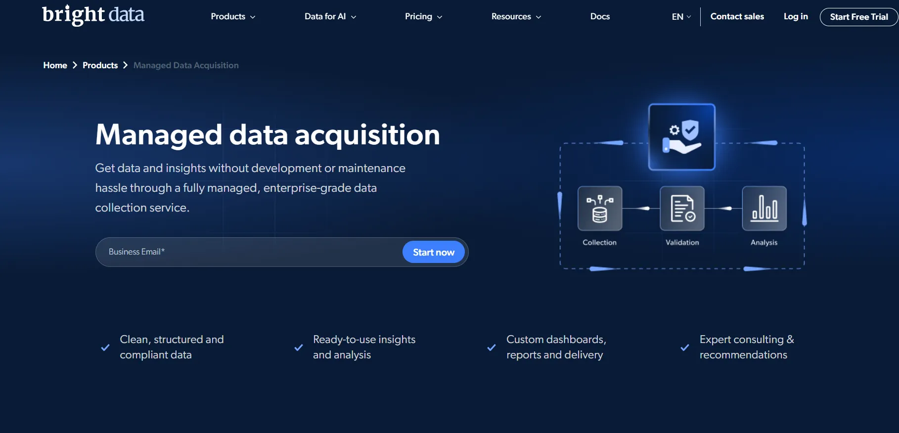 Page des services de collecte de données gérés par Bright Data