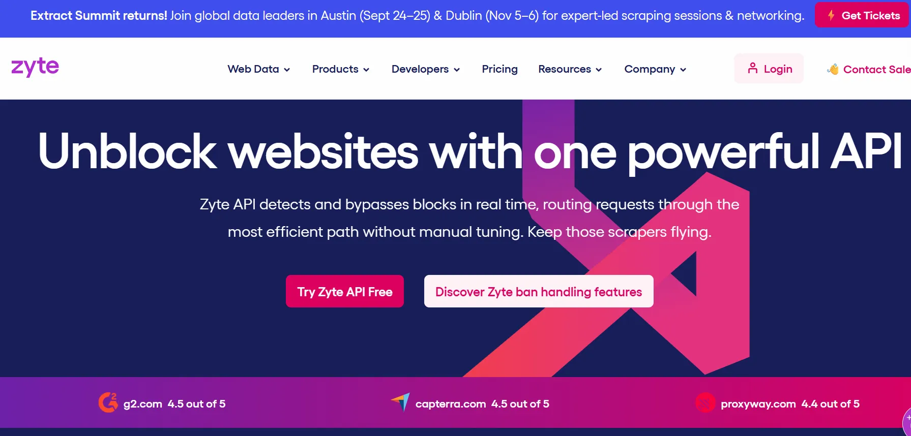 Page principale de Zyte