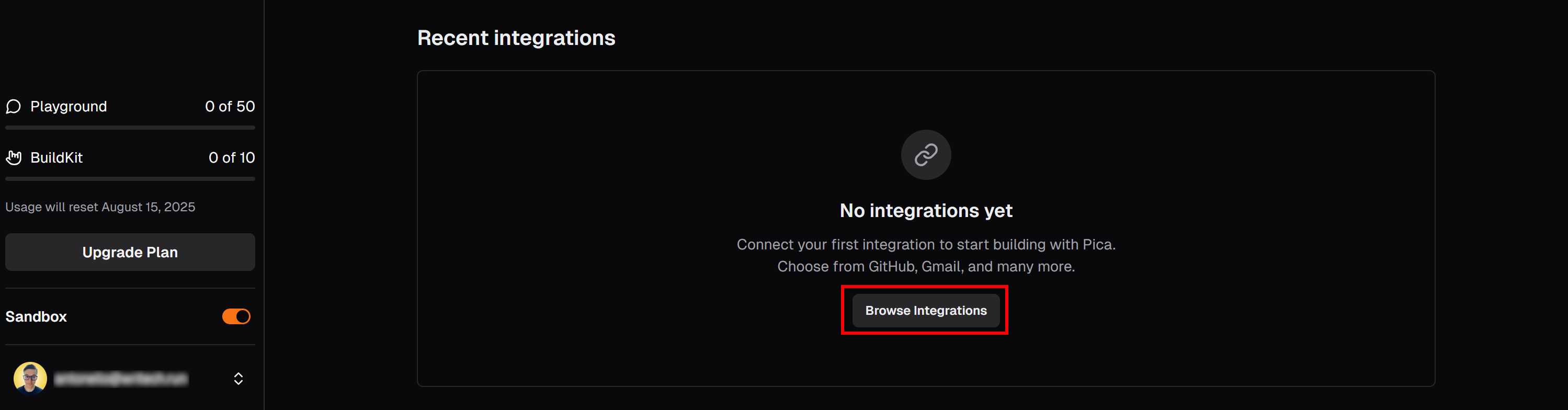 Cliquer sur le bouton "Parcourir les intégrations