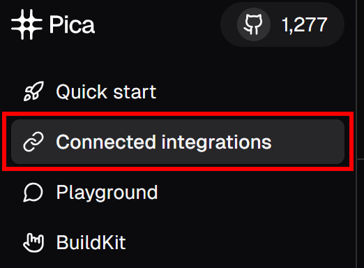 Cliquer sur l'élément de menu "Intégrations connectées".