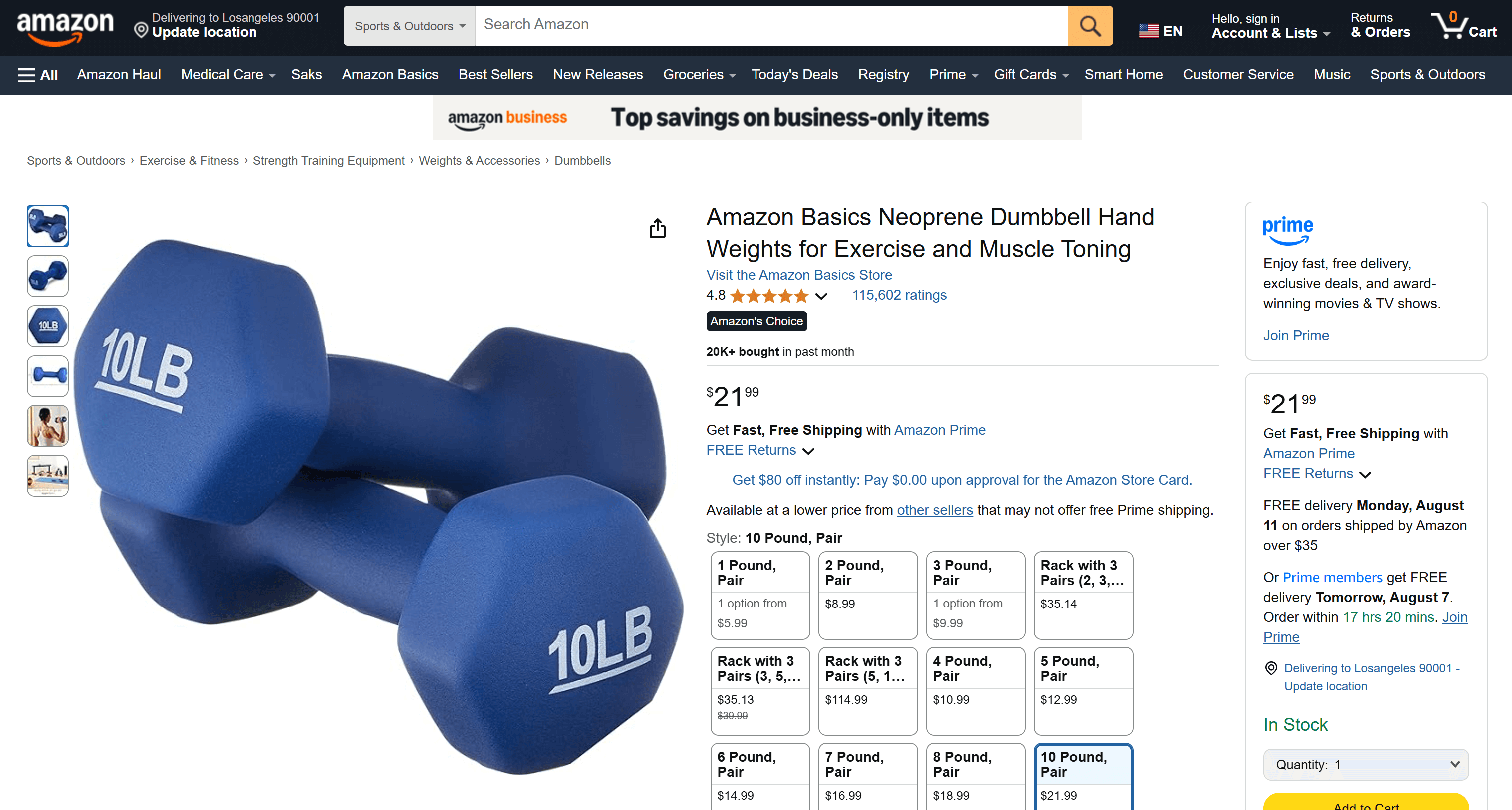 La page du produit Amazon utilisée comme cible pour collecter les données