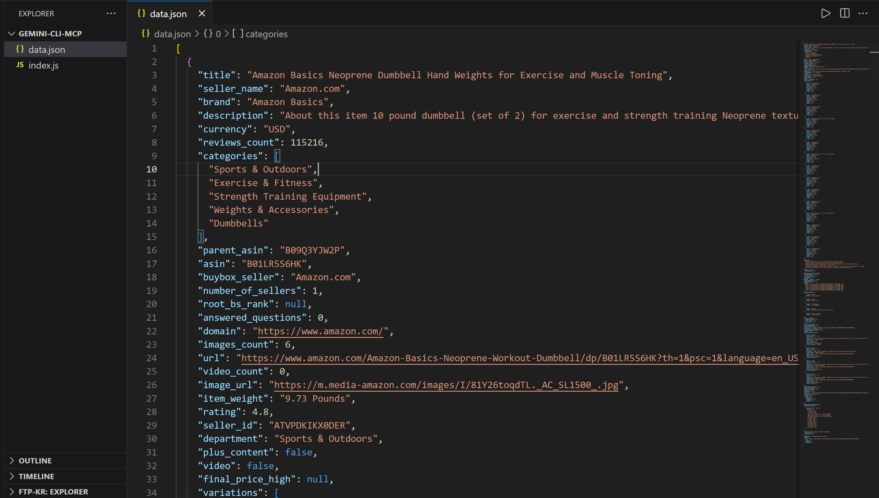 data.json dans VSC