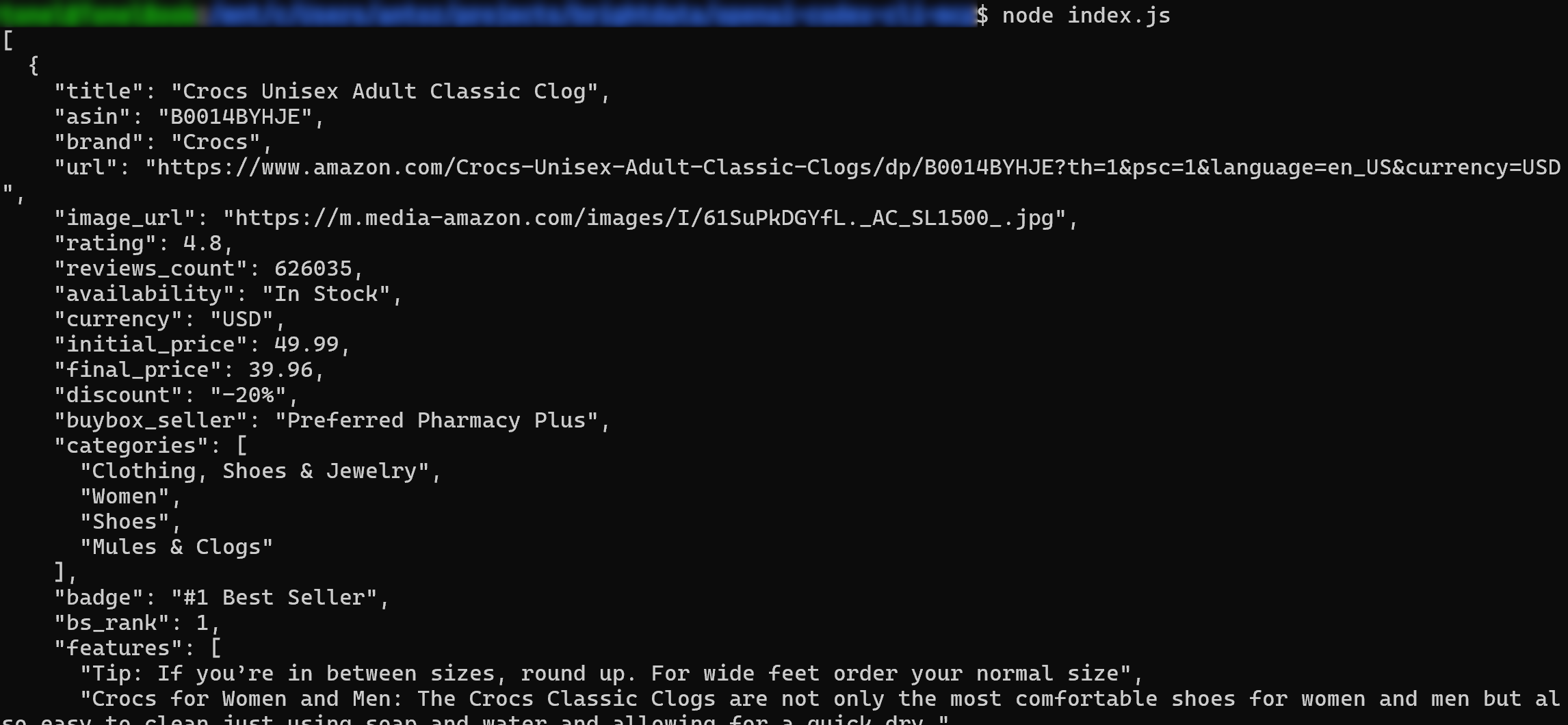 Le résultat produit par le fichier index.js généré par Codex