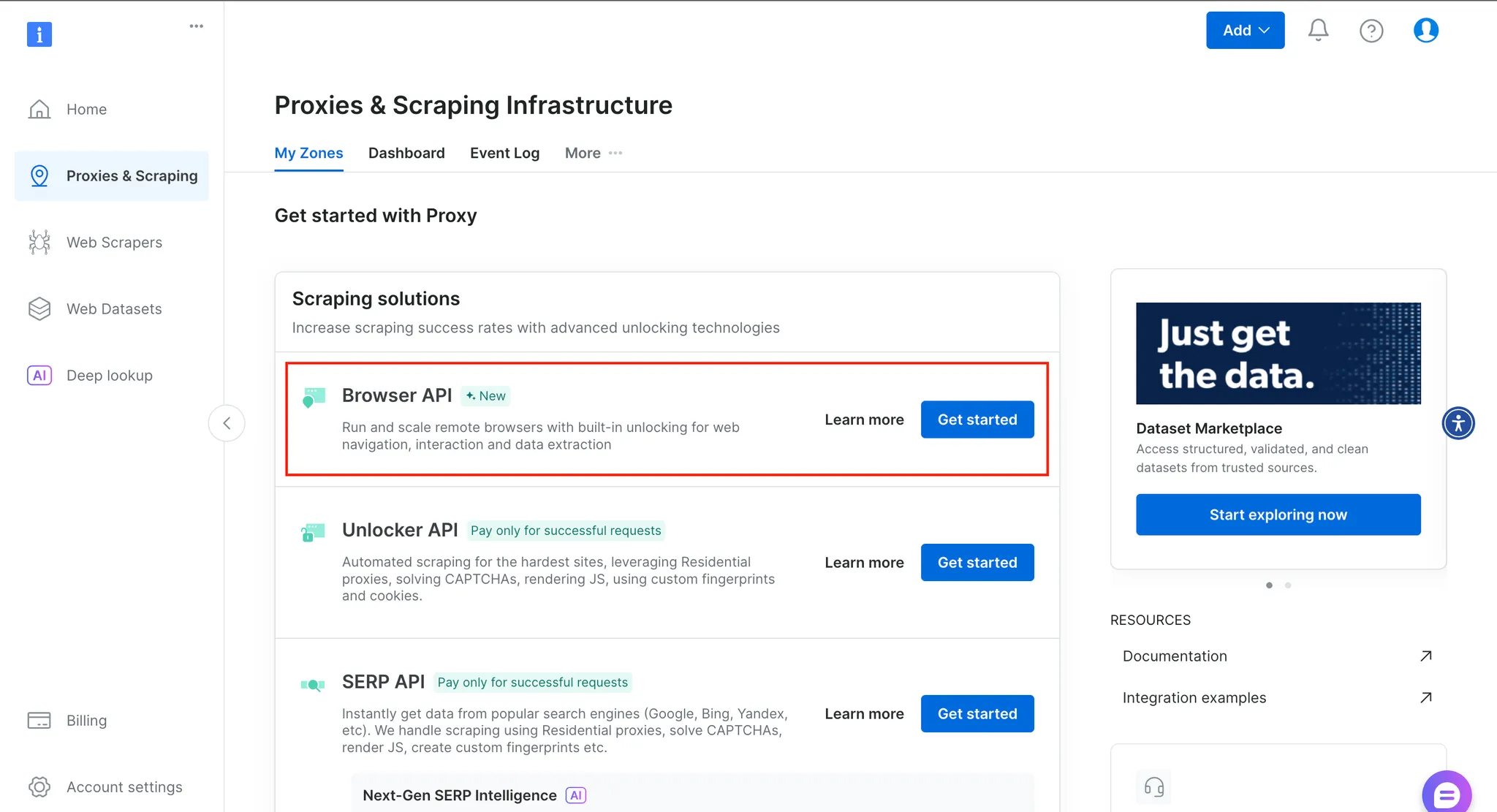 En cliquant sur "En savoir plus" sous l'API du navigateur