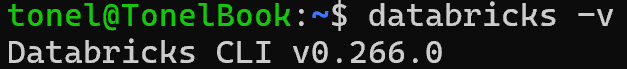 The output of the “databricks -v” command