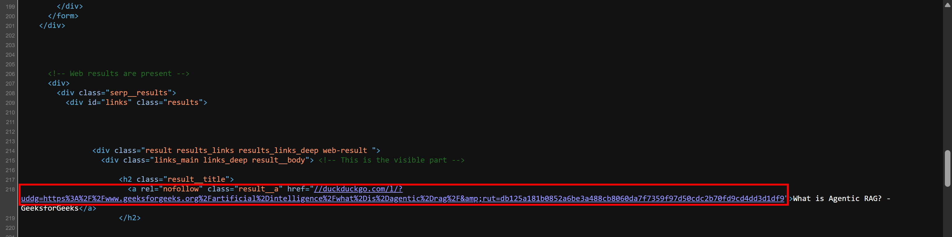 Note the format of the SERP link