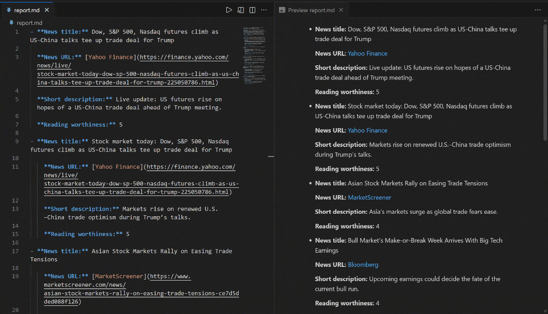 Inspecting the flow's output in Visual Studio Code