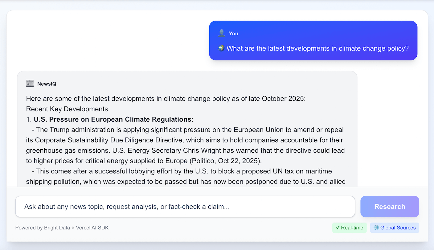 Getting a response based on real-time data