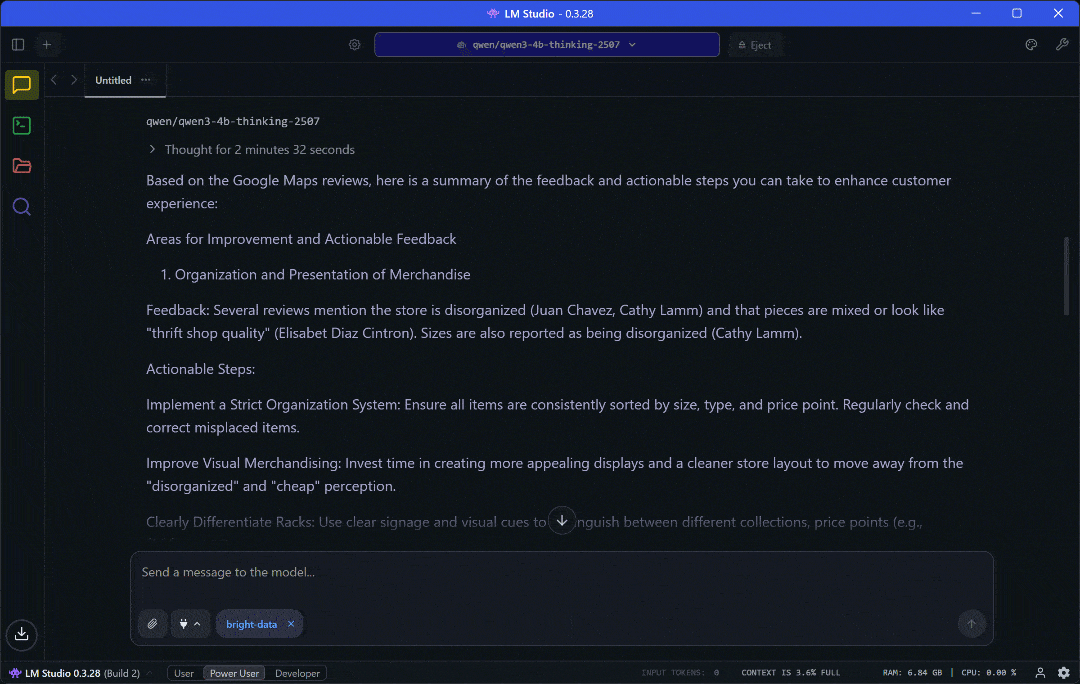 The feedback analysis report produced by local AI