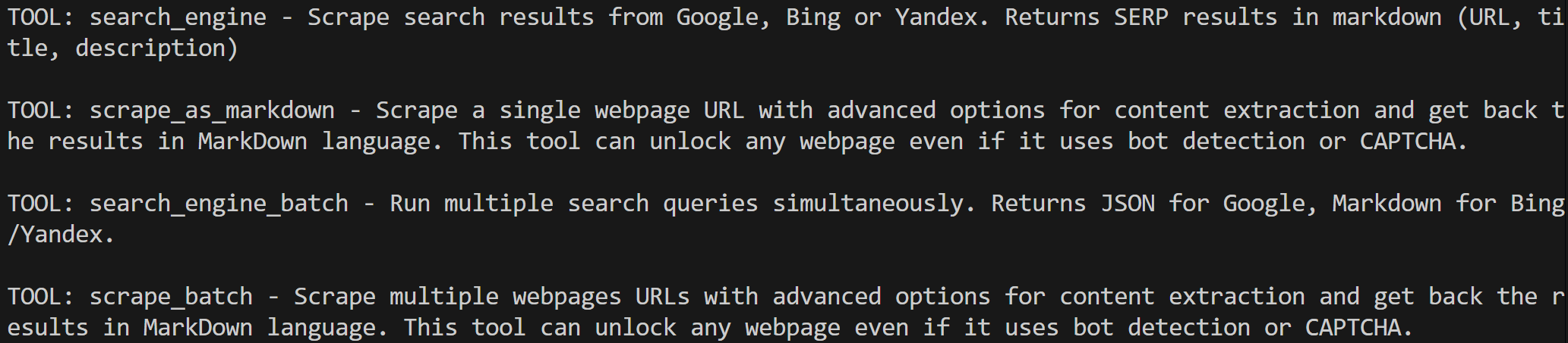 The list of tools with Pro mode disabled