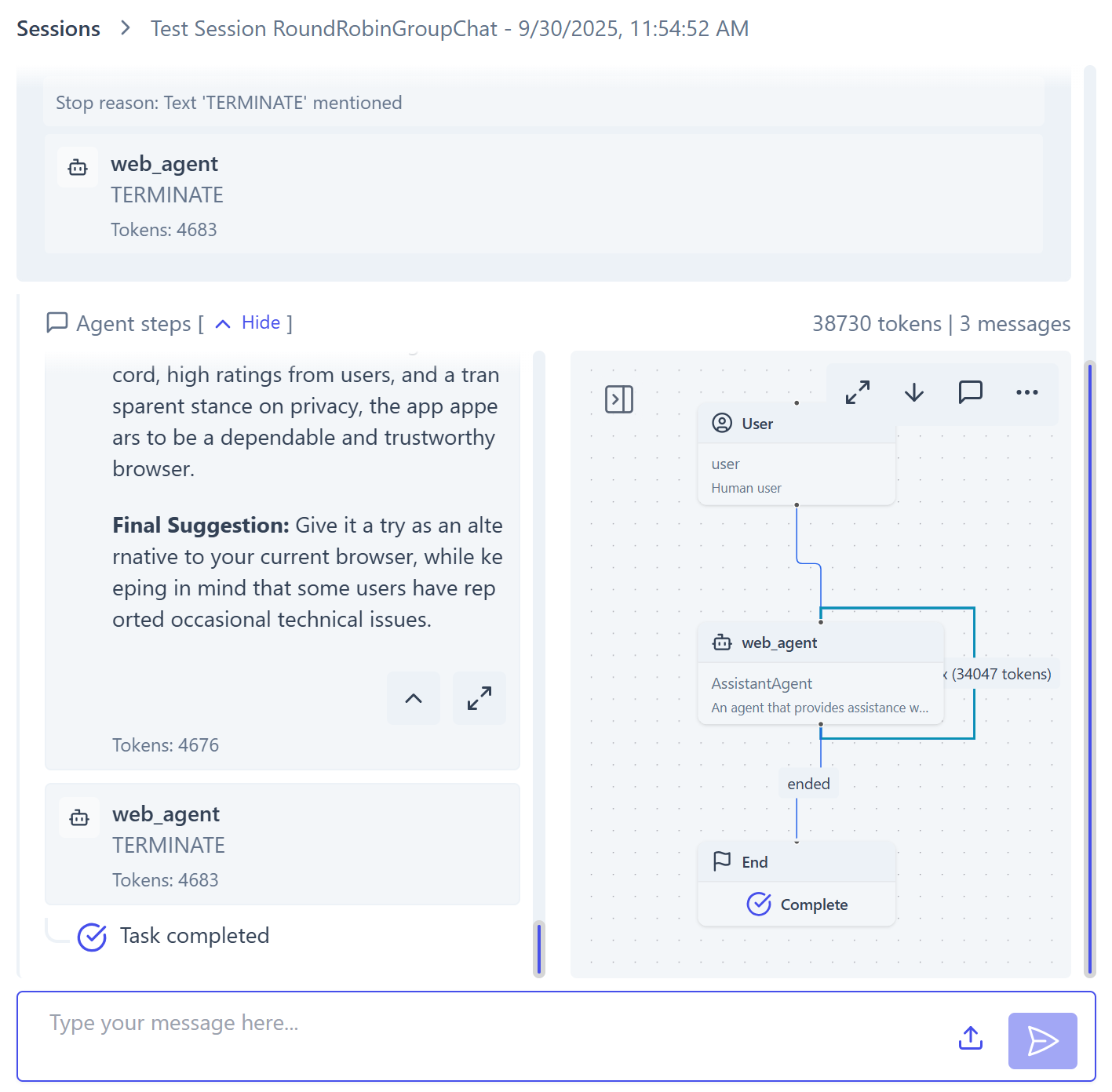 The final, visual result produced by the agent in AutoGen Studio