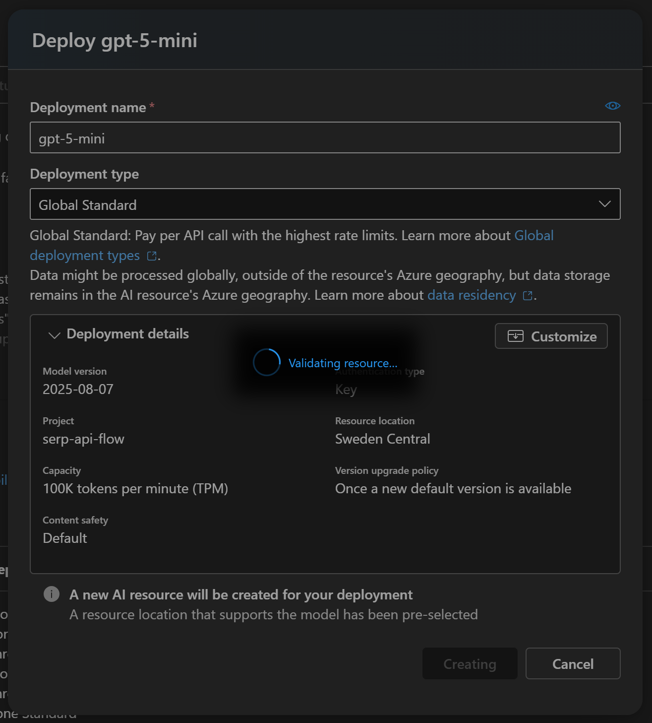 Waiting for the model to be deployed