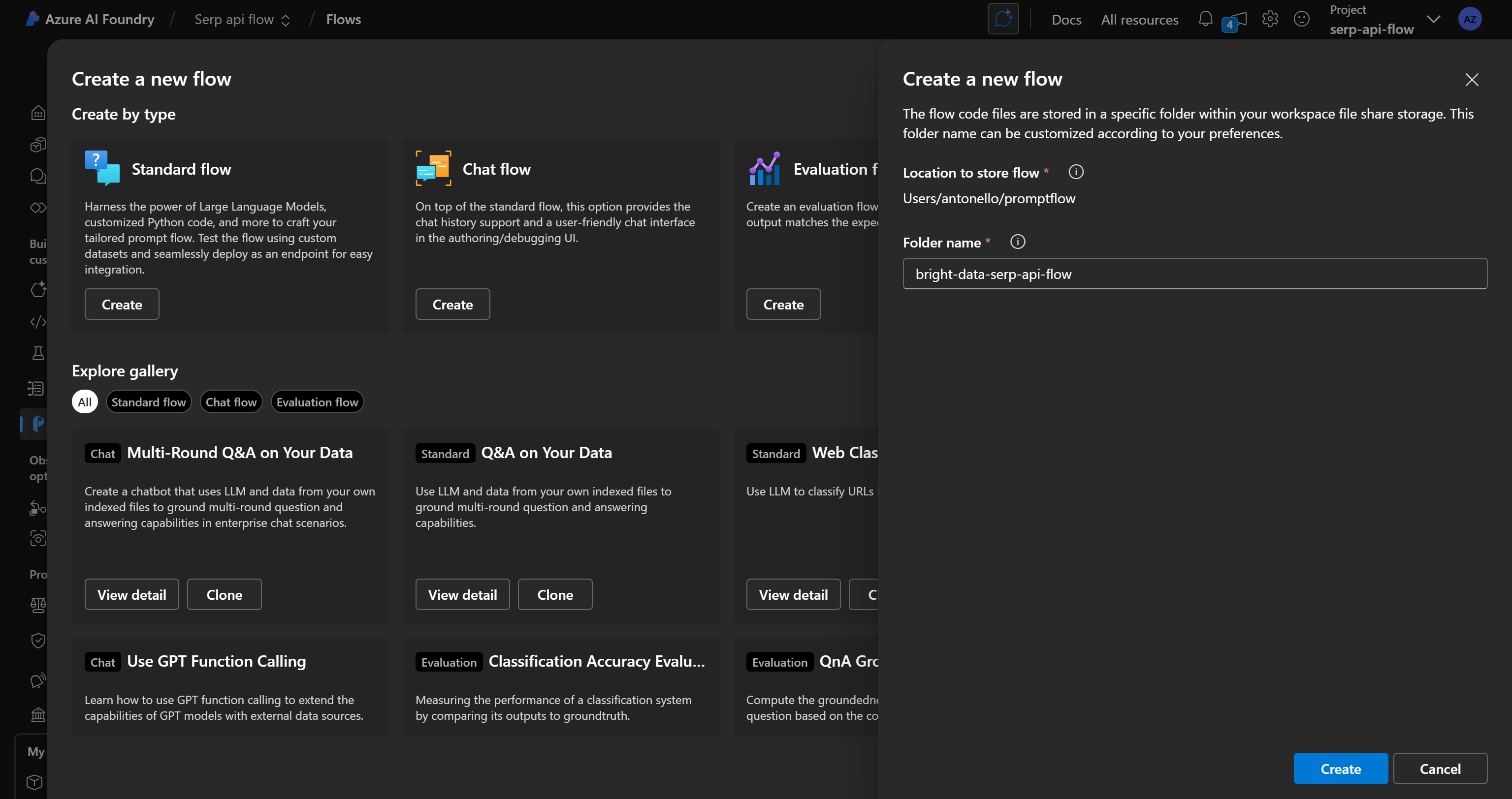 Giving your prompt flow a name
