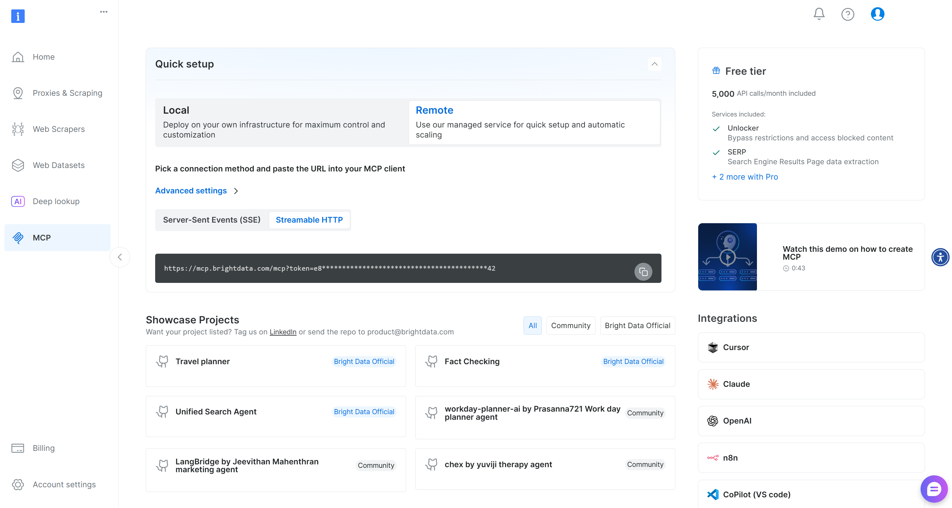 The “MCP” page in your account