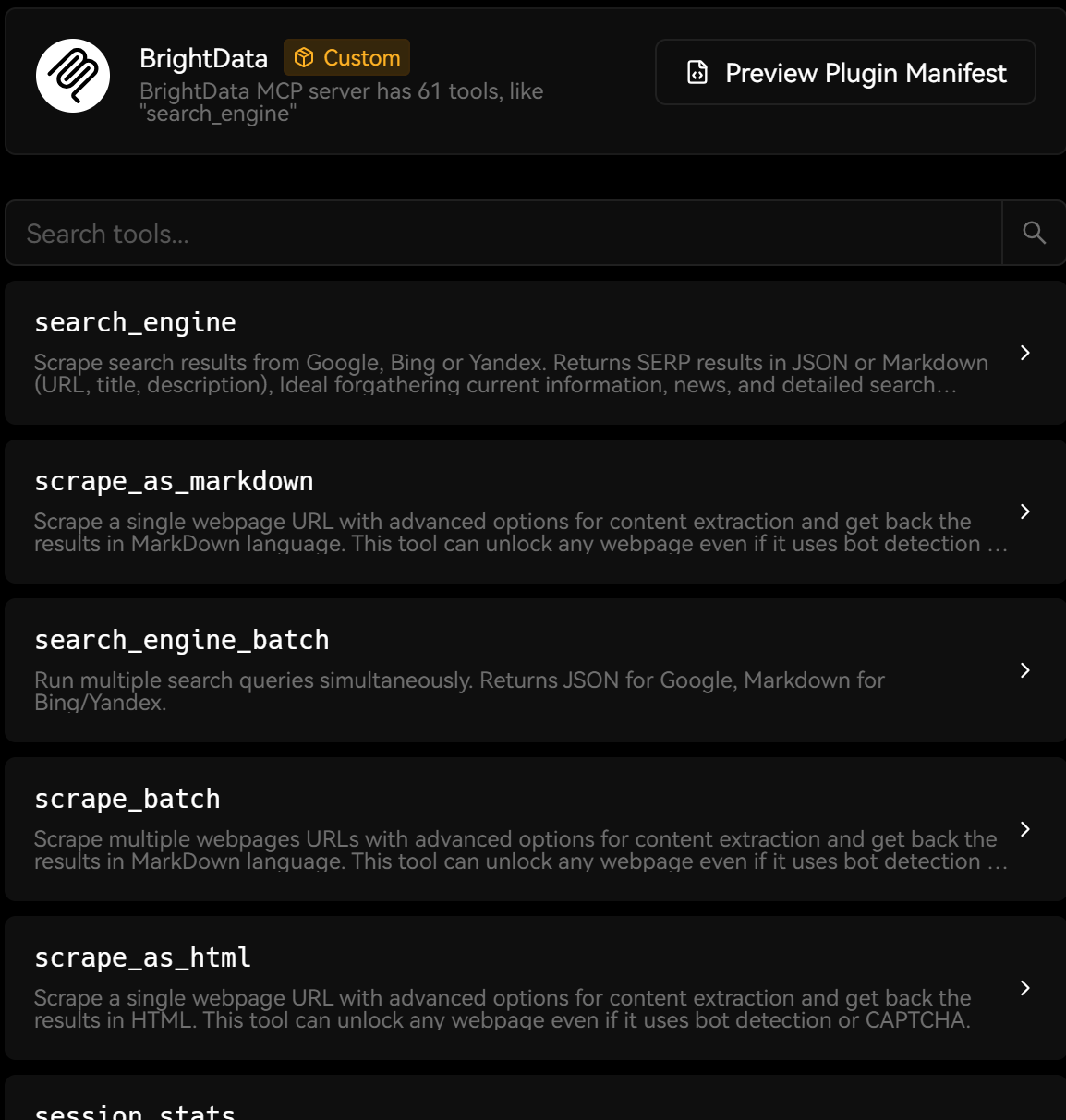 The tools retrieved by LobeChat (Pro mode)