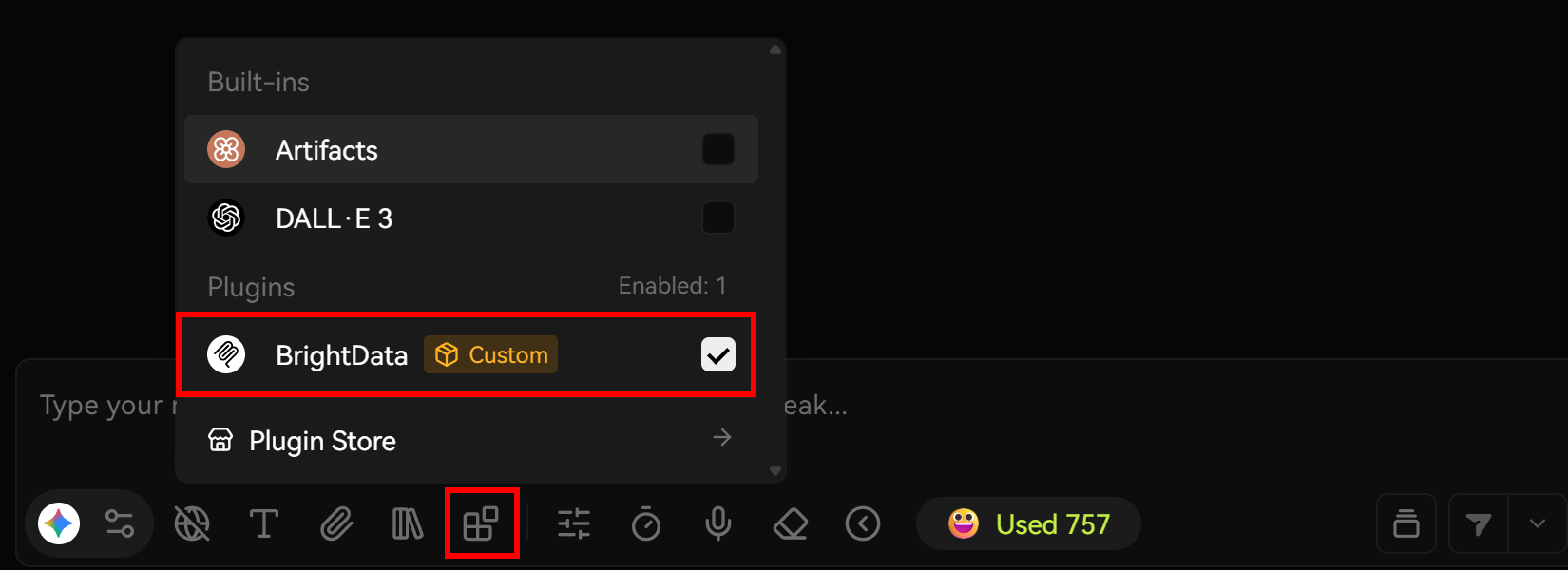 Checking the “BrightData” MCP plugin