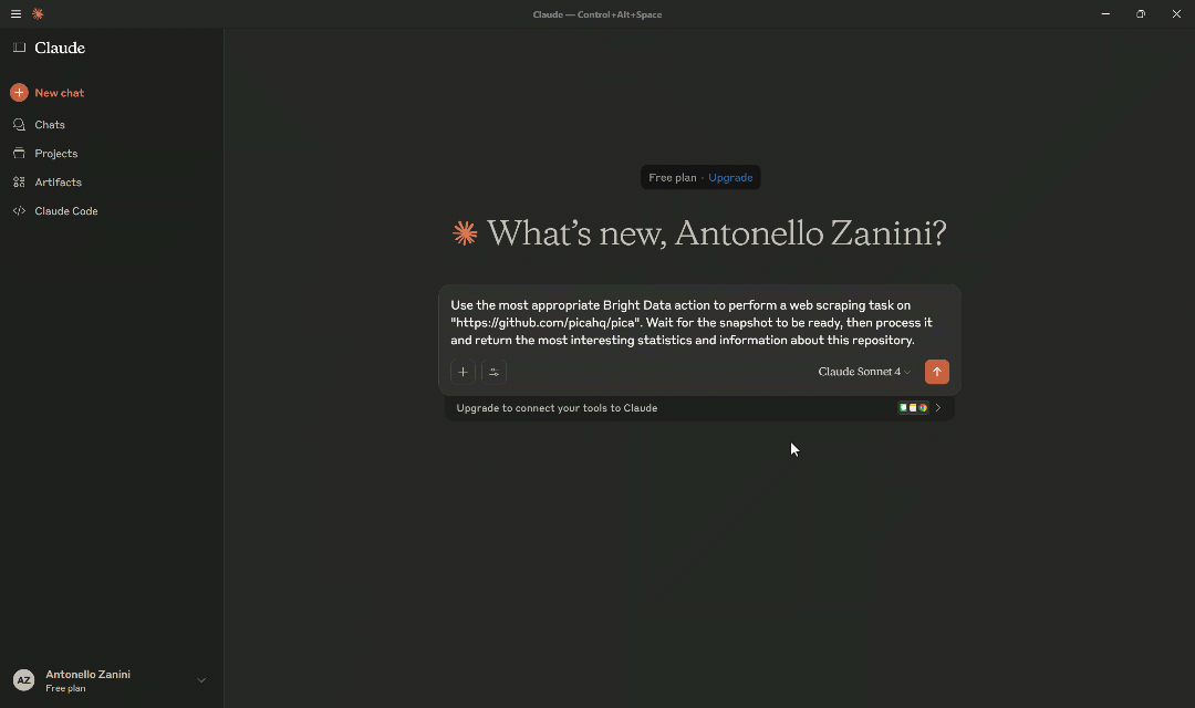 Prompt execution in Claude Desktop