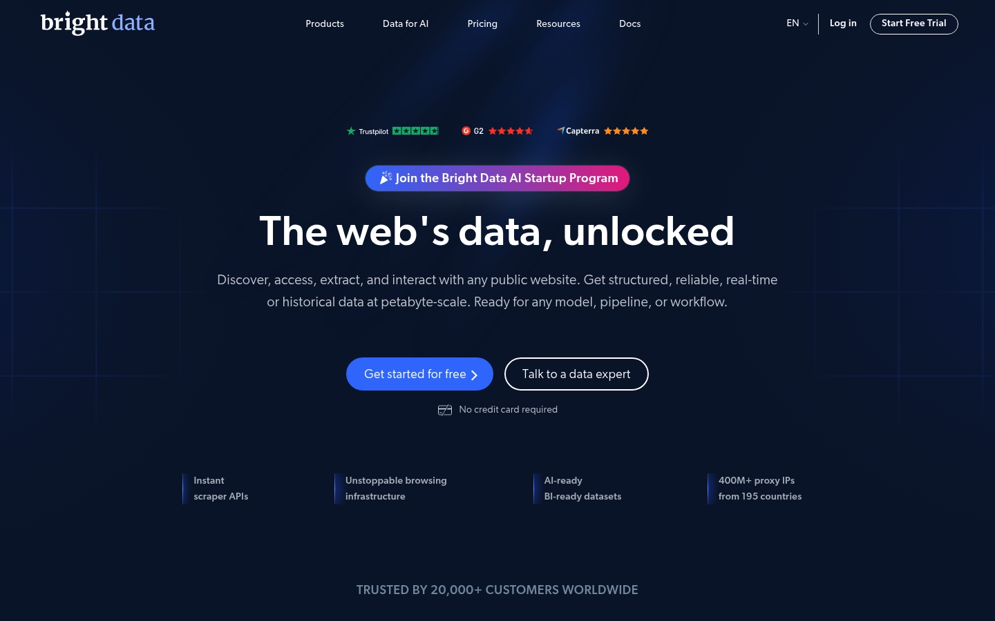 Page d'accueil de Bright Data