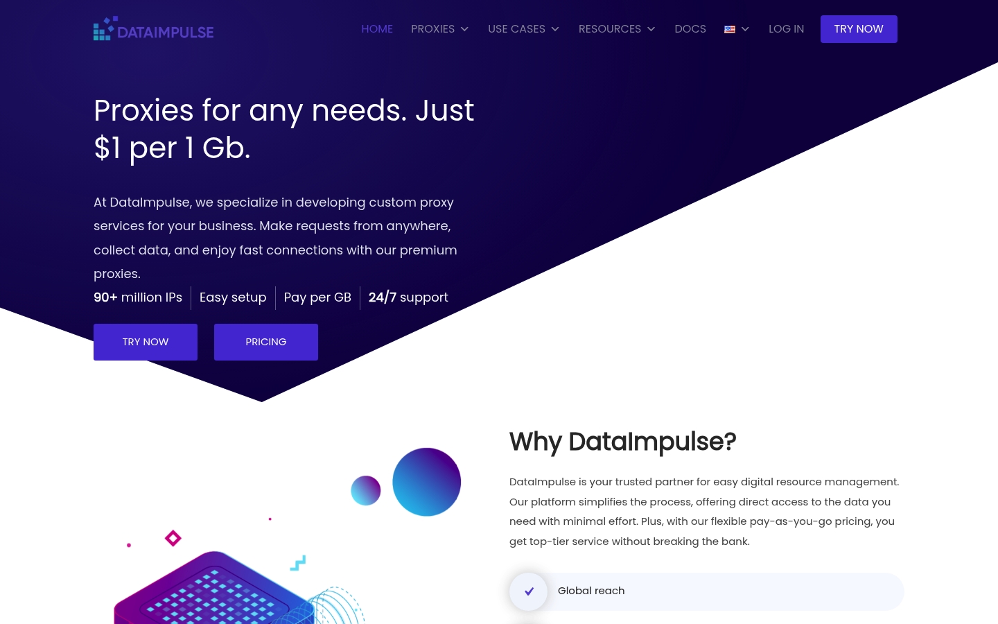 Page d'accueil de DataImpulse
