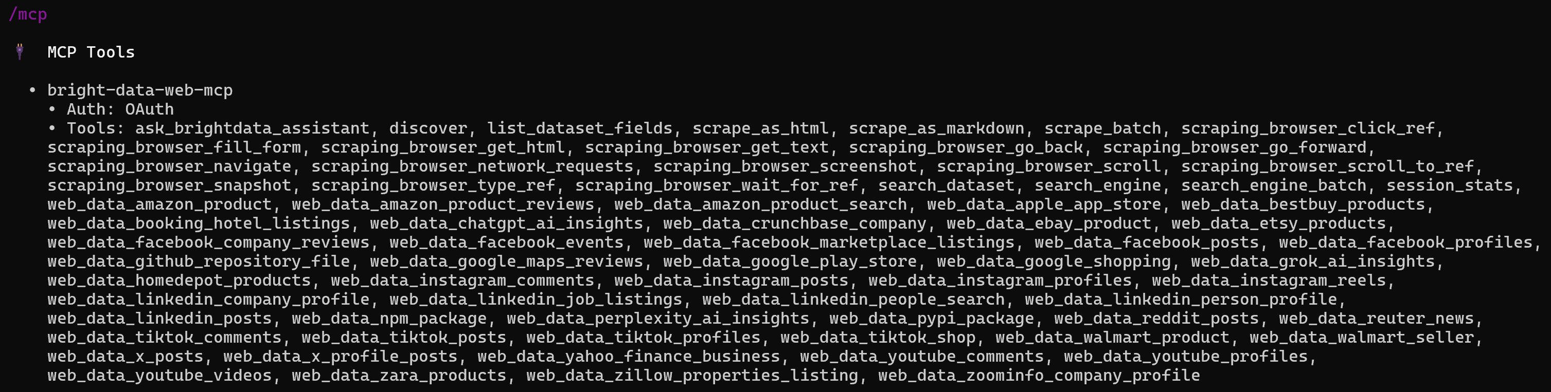 Notez le serveur « bright-data-web-mcp » dans OpenAI Codex CLI