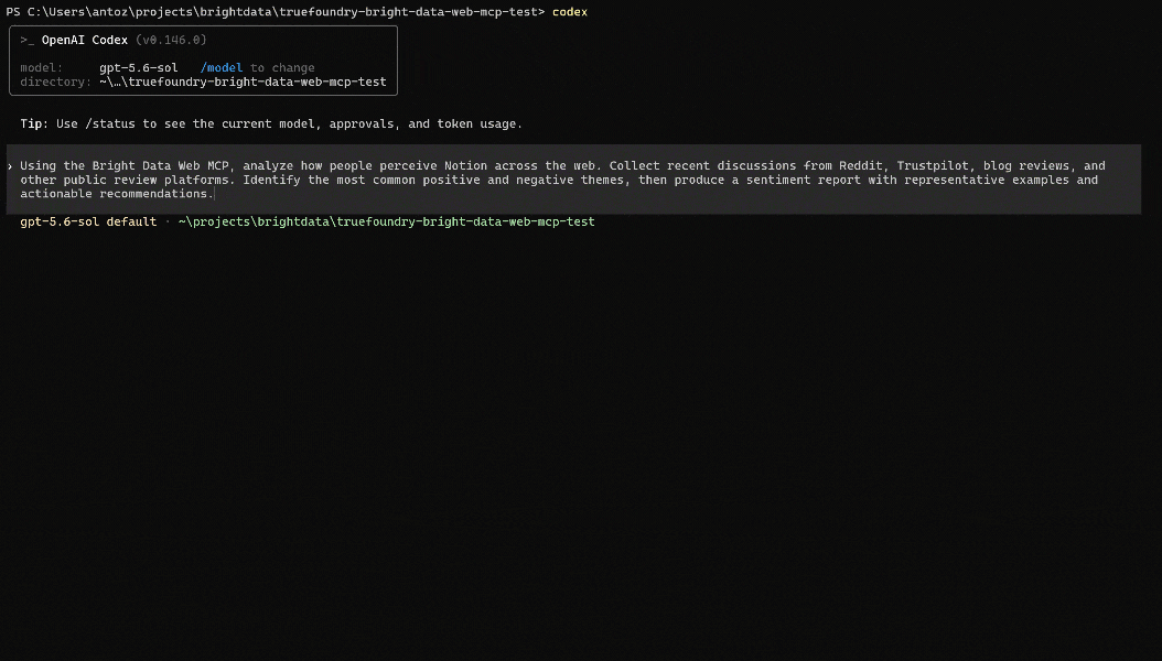 Exécution de l'invite dans OpenAI Codex CLI